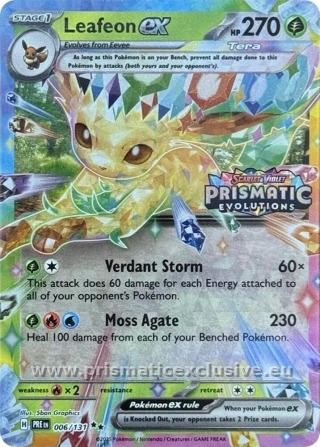 Leafeon ex Prismatic Stamp card