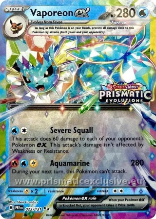 Vaporeon ex Prismatic Stamp card