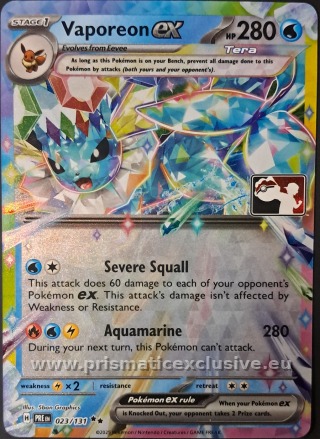 Vaporeon ex Prize Pack card