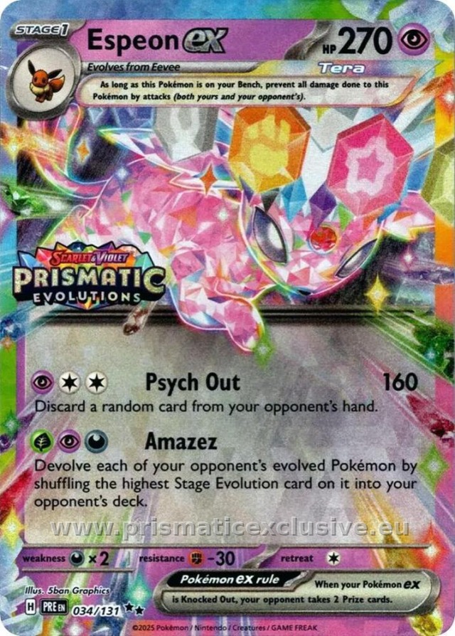 Espeon ex Prismatic stamp card